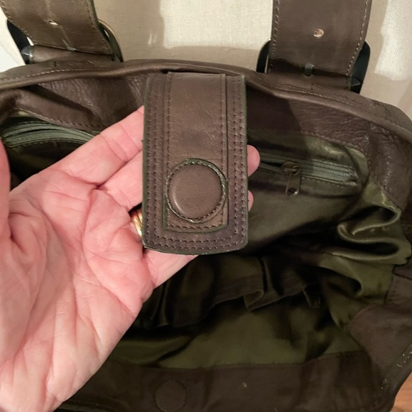 Sabina New York Dark Olive Green Genuine Leather Shoulder Handbag Purse EUC - Picture 7 of 15